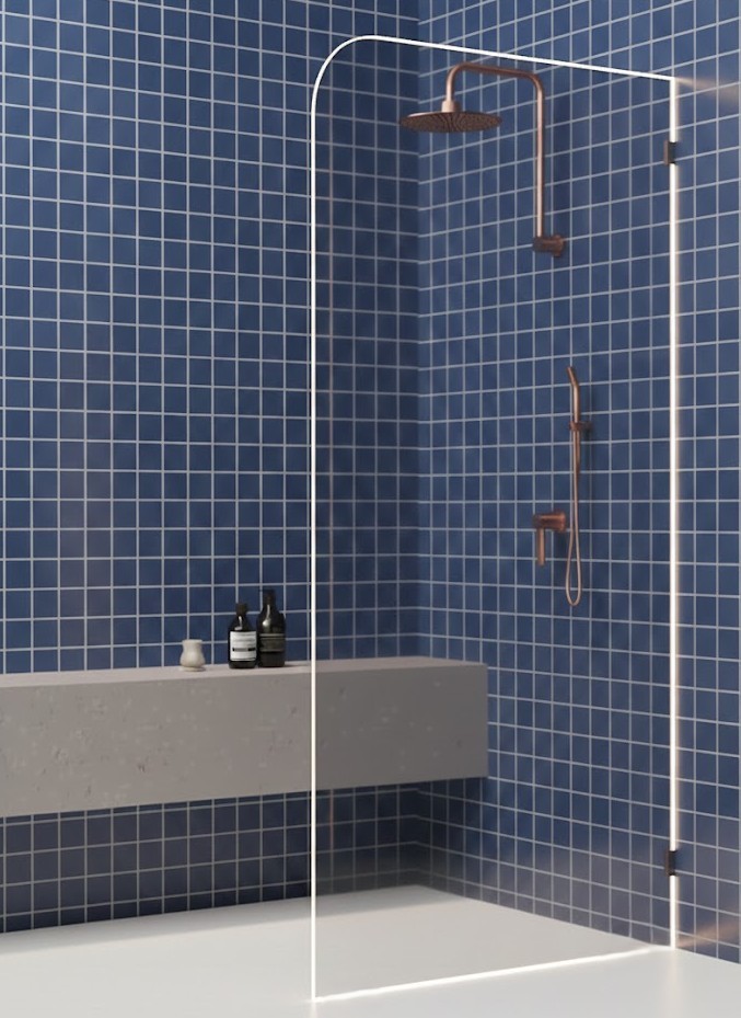 Curve top walk-in shower screen with smooth curved edge
