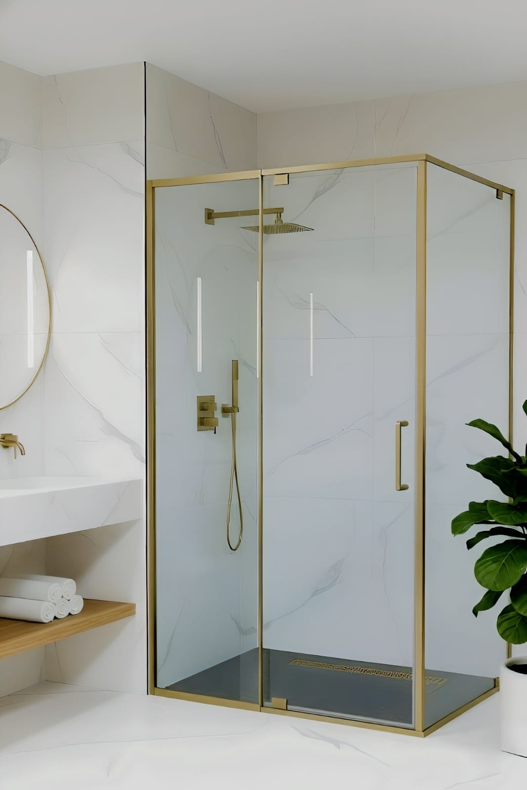 Corner With Front — Brushed Gold finish