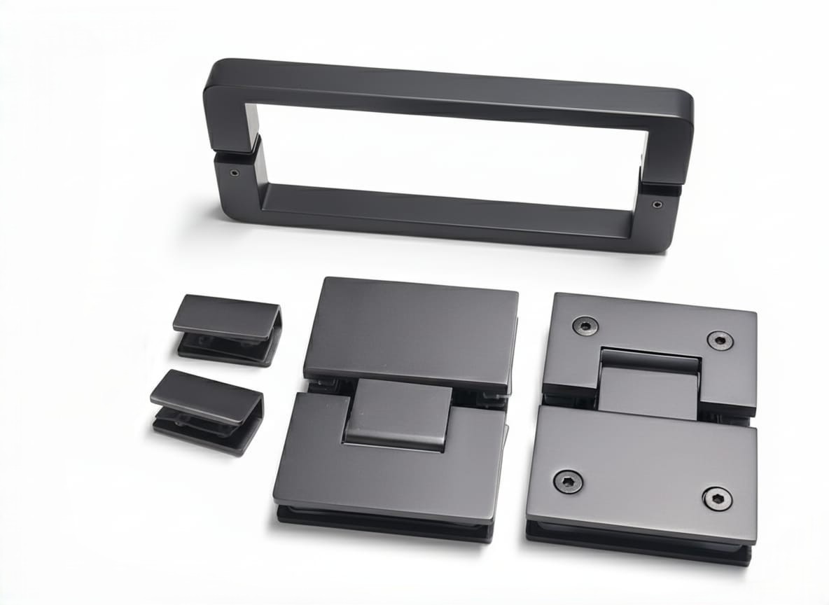 Frameless Wall To Wall Hardware — U Clamp — Gun Metal