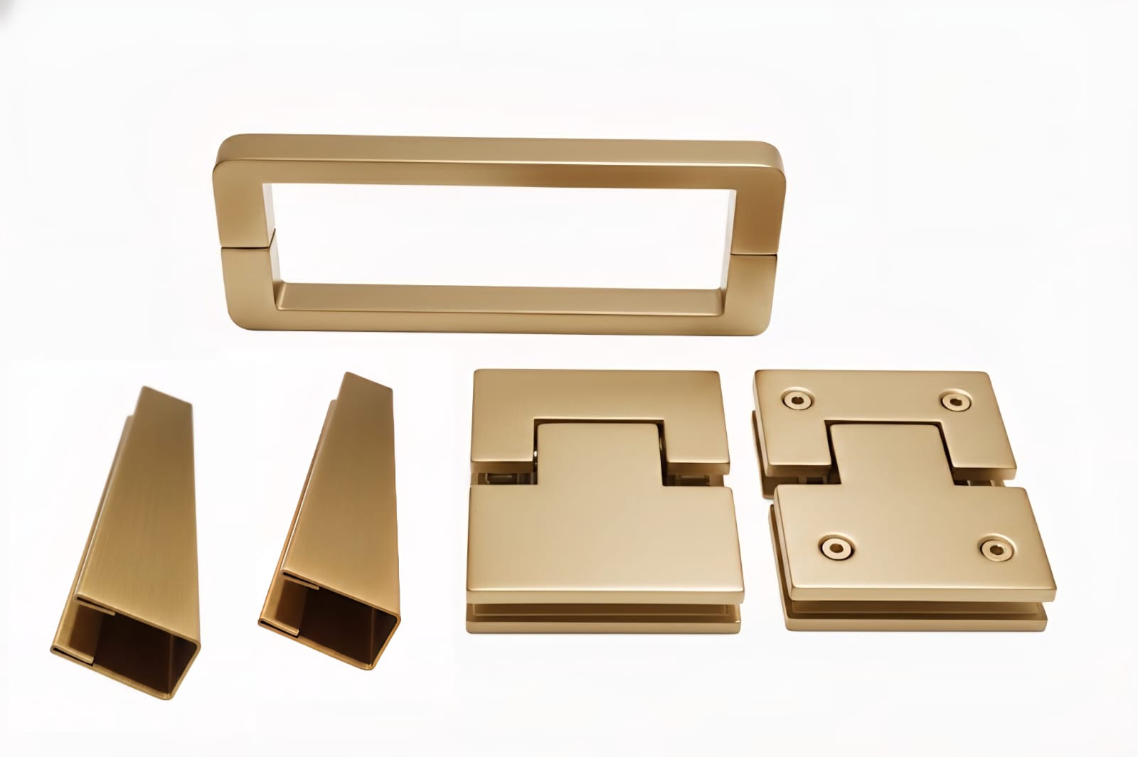 Frameless Corner Set Hardware — U Channel — Brushed Gold