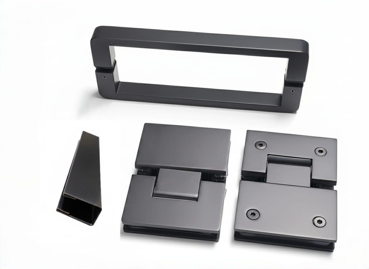  Frameless Wall To Wall Hardware — U Channel — Gun Metal